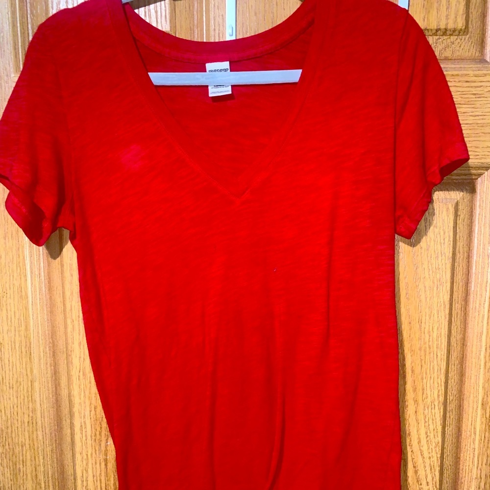 pink v neck t-shirt size medium